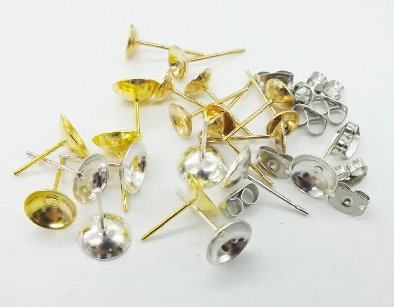 free delivery ! Factory price  ! 2000pcs   4/6/8 mm bowl-shaped concave ear pins earrings accessories , diy jewelry accessories