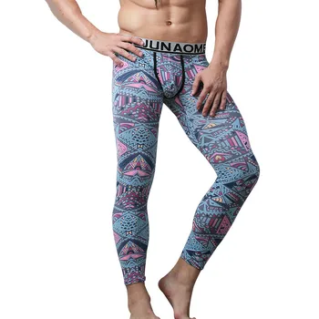 

Thermal Underwear Men Long John Printed Cotton Mens Leggings Sexy Silm Fit Thermal Pants Autumn Winter Male Youth Roupa Termica