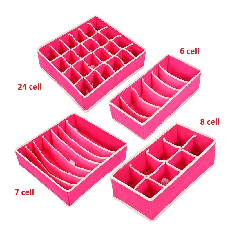 4 шт. нижнее белье бюстгальтер Органайзер коробка для хранения 2 цвета бежевый/розовый ящик шкаф органайзеры коробки для нижнего белья шарфы Носки Бюстгальтер