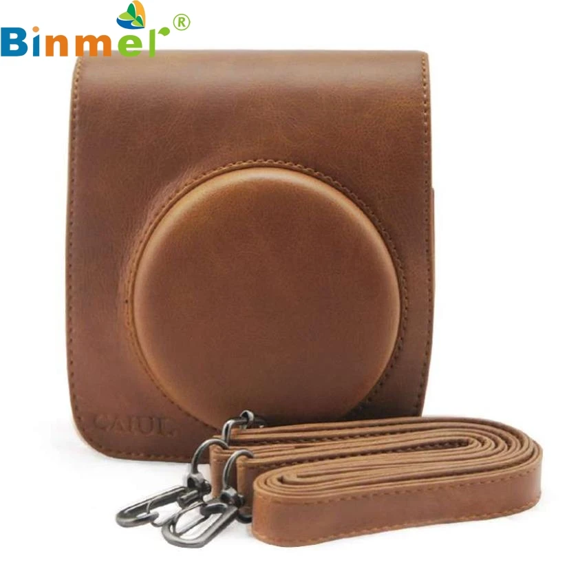 

Top Quality Synthetic Leather Brown Camera Case Lovely Shoulder Bag Holder For Fuji FUJIFILM Instax Mini 90 Vintage Cover F