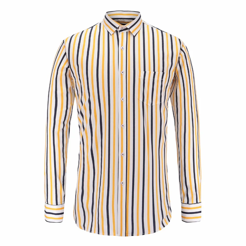 

JeeToo Slim Fit Black Striped Men Shirts Cotton Turn-down Collar Smart Casual Clothing Long Sleeve Plus Size Shirt New 3XL