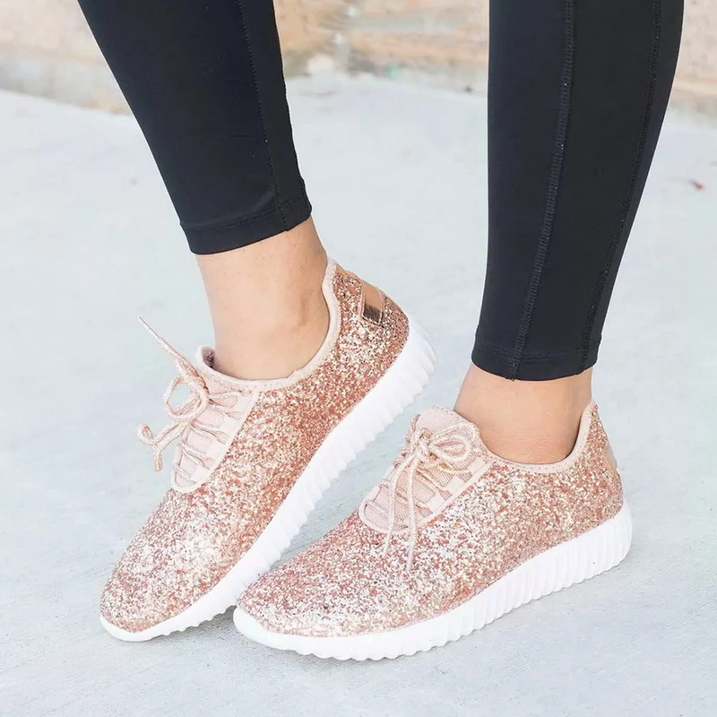 Zapatillas deporte para mujer de Adispulent, 2019 brillantes, zapatos plateados y dorados, zapatillas blancas de talla grande para mujer, zapatos informales brillantes para mujer|Zapatos planos de mujer| - AliExpress