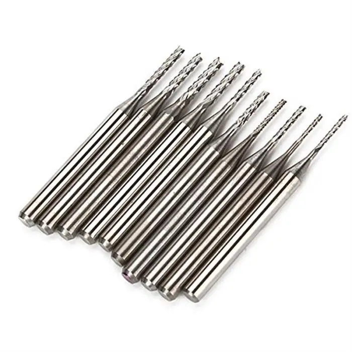10pcs Silver Machine tool accessories End Mill Engraving Bits 0.8mm 1 ...