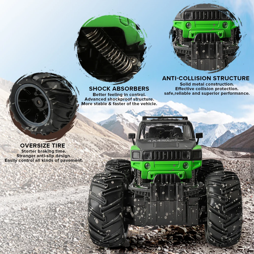 GizmoVine RC автомобилей 2 4 ГГц 1/16 байк колеса Рок Гусеничный ралли Bigfoot Off внедорожник