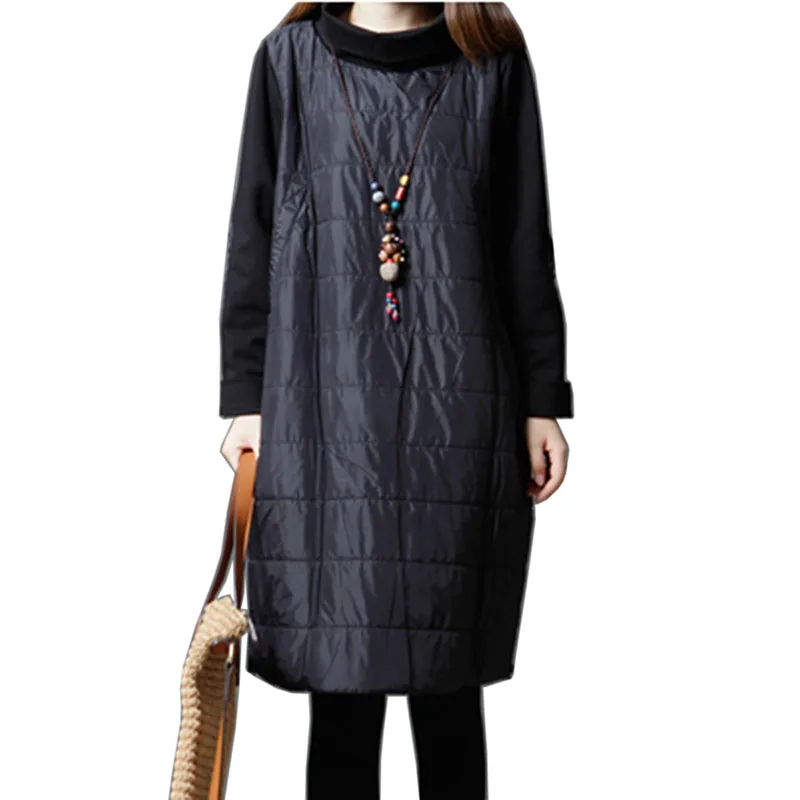 

Fashion Autumn Winter mini Dress Turtleneck Long Sleeve Loose Casual Dress New Solid Dress Women Vintage A-Line Plus Size dress