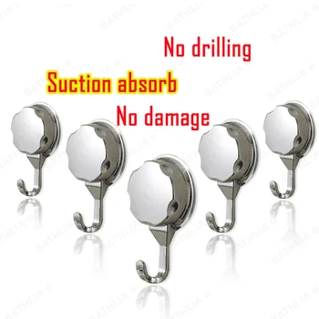 

New Silicone heavy duty Kitchen Adhesive Wall Hook Bathroom Robe Hanger Plastic Chrome