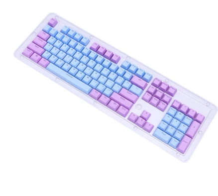 PBT колпачки для механической клавиатуры контрастный цвет розовый белый комбинированный двойной удар инъекции стандарт США 104 ключи с зажимом для ключей - Цвет: Blue Purple