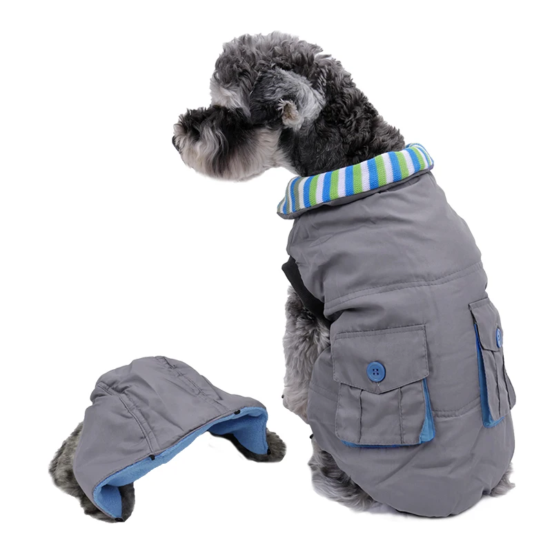 

Super Warm Dog Winter Clothing Hooded Coat With Removeable Fur Hat Big Dog Cat Hoodies Jacket S/M/L Pet Clothes Products