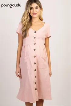 

Poungdudu maternity pregnant women dress large size women's wash cotton long skirt pregnant women dress women