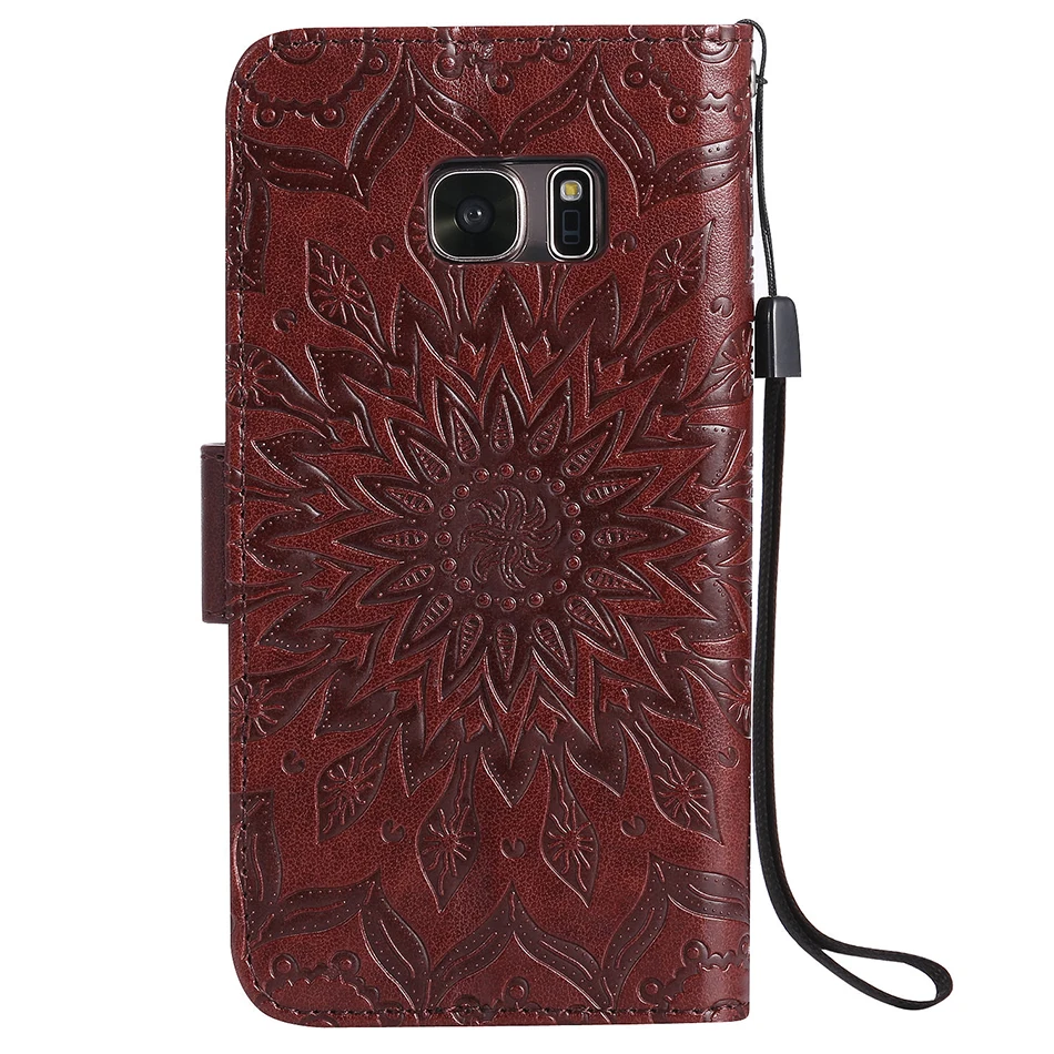 for A5 A3 J1 J3 J5 2016 2017 Prime Case Luxury Flip Wallet Sun flower Phone Back Cover for Samsung Galaxy S6 S7 edge Plus Coque (5)