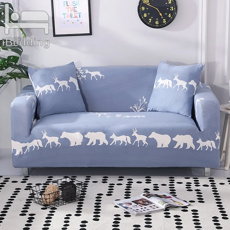 

Animal Deer Lined Up Elastic Sofa Protector Cover for Sofa Slipcovers Sectional L Shape Sofacover 1/2/3/4 Seater