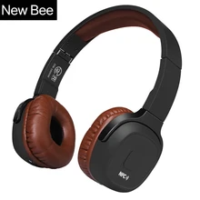 On sale New Bee Upgraded Wireless Bluetooth Headphones Hifi Sport Headset with Case Pedometer App Mic NFC Earphone Stand for Phone PC