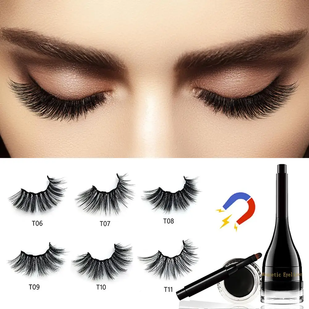 Magnetic Eyeliner Magnet False Eyelash Set 5 Magnet Natural Long Magnetic False Eyelashes With Magnetic Eyeliner Tweezers Set