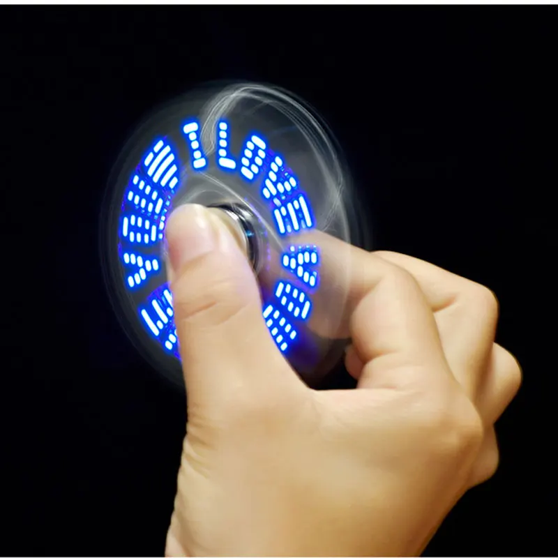 

Electric Metal Hand Spinners With Light and Lighter 2 in 1 Function Shows Lovely and Romantic Text I LOVE YOU