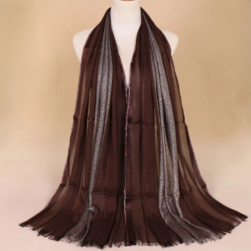 

2018 New Design Lurex Glitter Shiming Tassel Viscose Scarf Shawl Muffler Wrap Headband Muslim Hijab Echarpe Foulard 180*75Cm