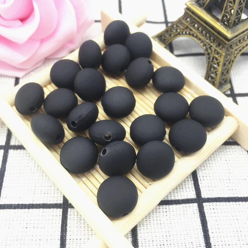 

20pcs 12x8mm Oval Shape Crack Acrylic Beads Spacer Loose Bead For Jewelry Making Accessory Beads DIY Black