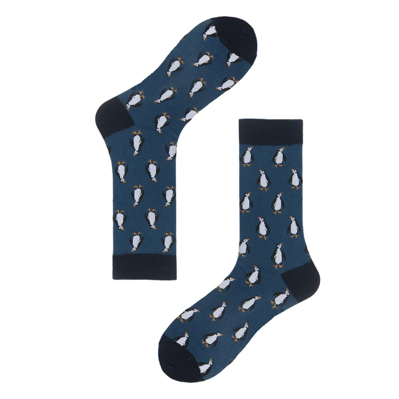 COCOTEKK большого размера разноцветный чёсаный хлопок Мужские носки забавные животные Новинка платье носки для мужчин Happy Harajuku носки для Рождественский подарок - Цвет: 25
