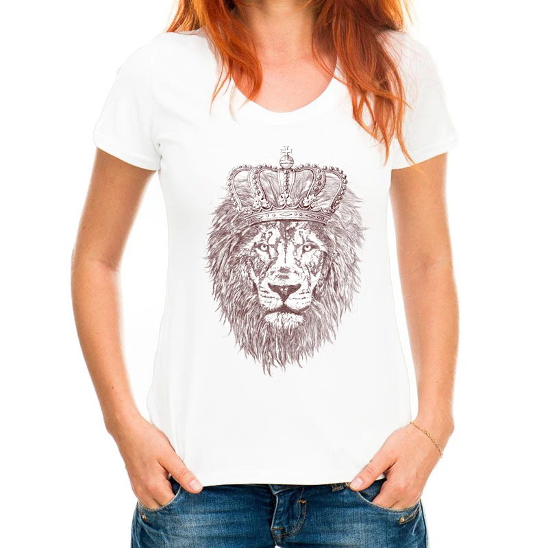 New Women Tshirt Animal art line design Jungle King Lion Printed Women t-shirt Cool style casual tops New Women Tshirt Animal art line design Jungle King Lion Printed Women t-shirt Cool style casual tops