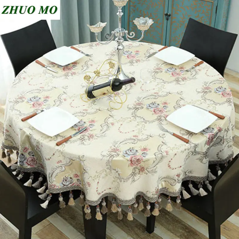 ZHUO MO Luxury European style Round table cloth with Pendant kitchen accessories Coffee house home decoration table cloth