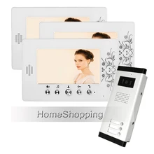 Apartamento 7 “Sistema de Videoportero De Intercomunicación 3 Monitor en Blanco + 1 700TVL Cámara Timbre para 3 Apartamento Del Hogar ENVÍO GRATIS