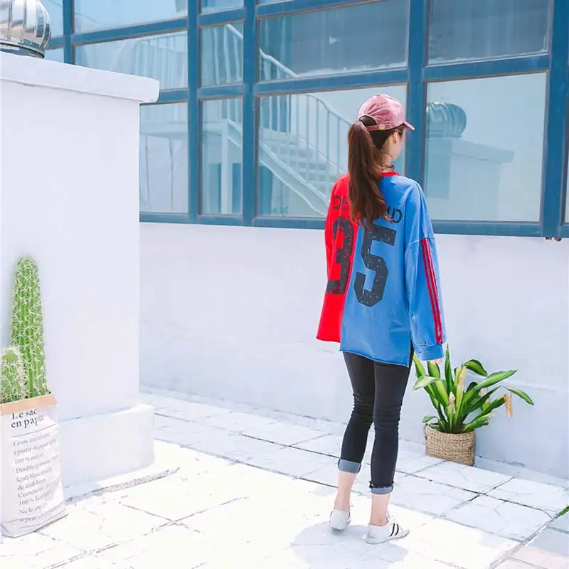 Casual Mother Son Family Matching Clothes Autumn Pure Cotton Patchwork Long Sleeve Mom and Daughter Sweatshirt Outfit for Girls (6)