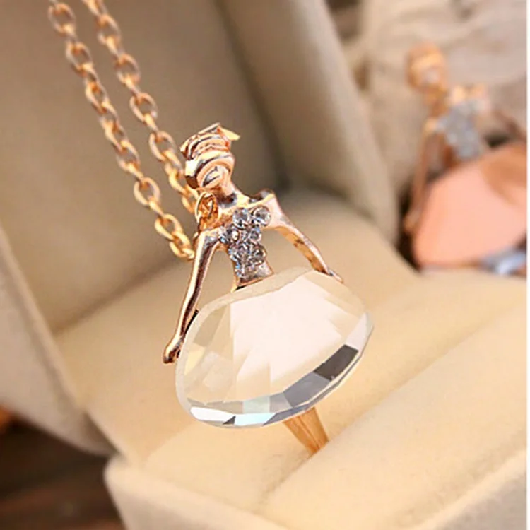 

New Korean ballerina necklace crystal sweater chain wholesale girls