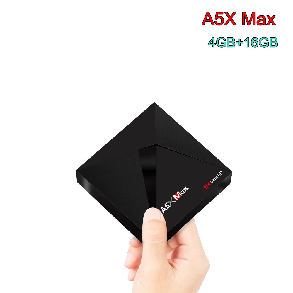 A5X Max Smart Android 7.1 TV Box RK3328 4K VP9 H.265 HDR10 USB3.0 4GB 16GB DLNA Miracast WiFi LAN Bluetooth 4.0 HD Media Player |