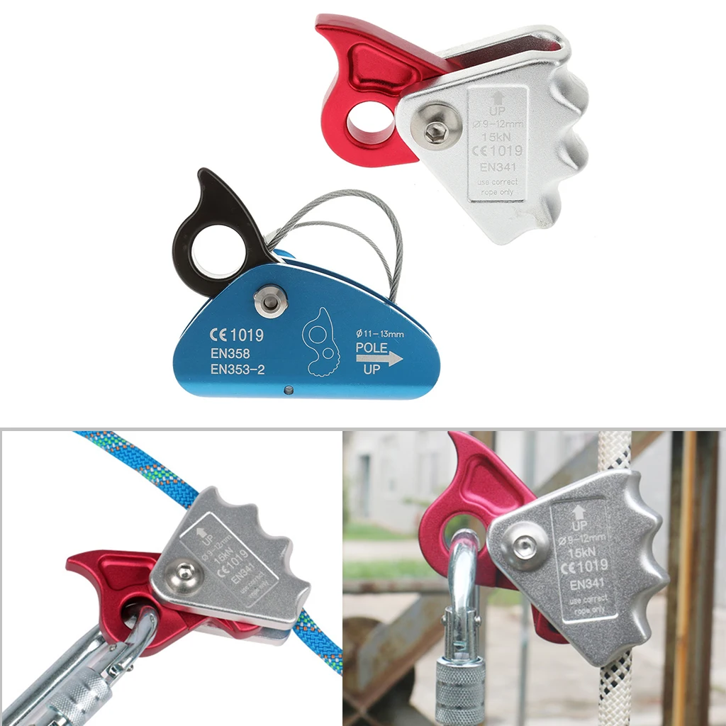 

2pcs Safety Outdoor Climbing Arborist 13mm Rope Grab Protecta Equipment 15KN Lightweight Strong Rope Clamp Riser Devic