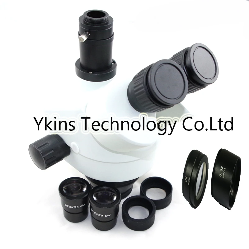 

3.5X-90X Simul-Focal Trinocular Stereo Zoom Microscope head with Objective lens 0.5X 2.0X Eyepiece