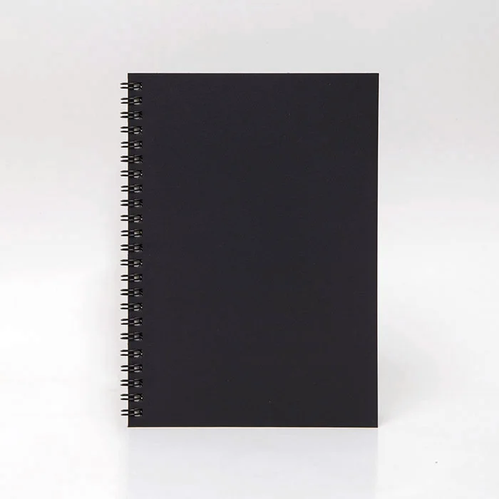 Spiral BLACK Cover & Back Sketch book Wire bound Notebook A5 Journal