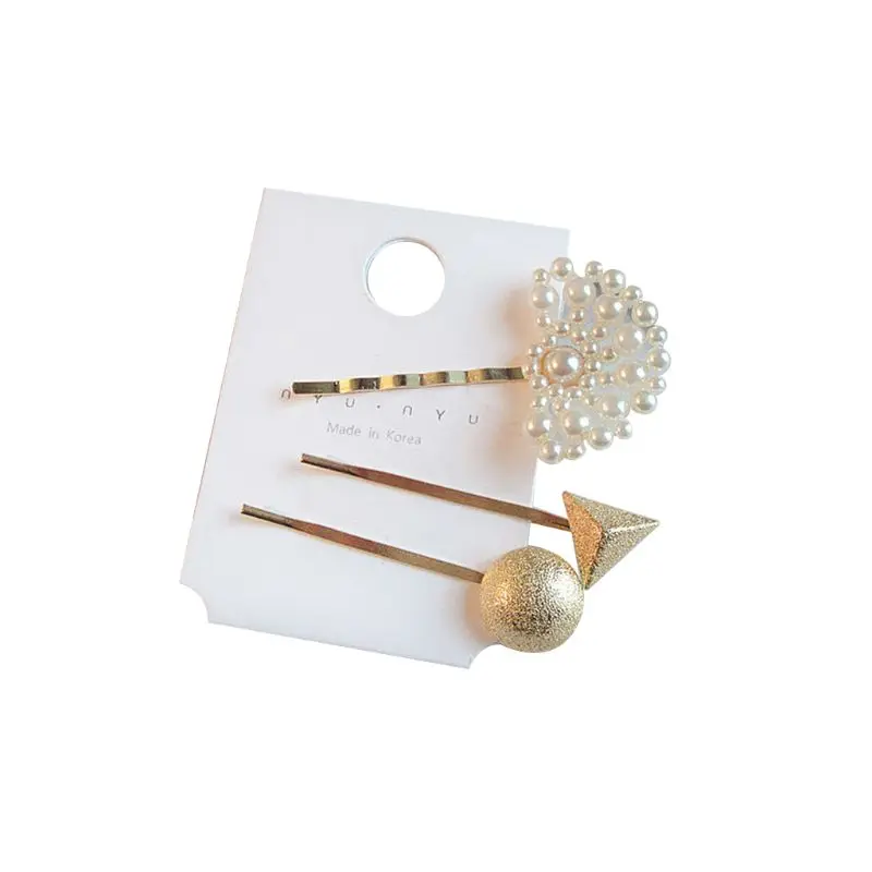 

1 Set Fashion Retro Hair Clips Women Girls Lovely Chic Geometric Metal Hairpins Pearl