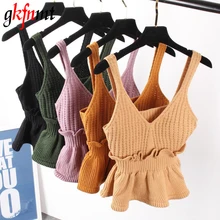 Сексуальные тянущиеся вязаные топы на бретельках с v-образным вырезом, осенний стиль Vogue, простые женские сексуальные бретельки на бретельках, майка