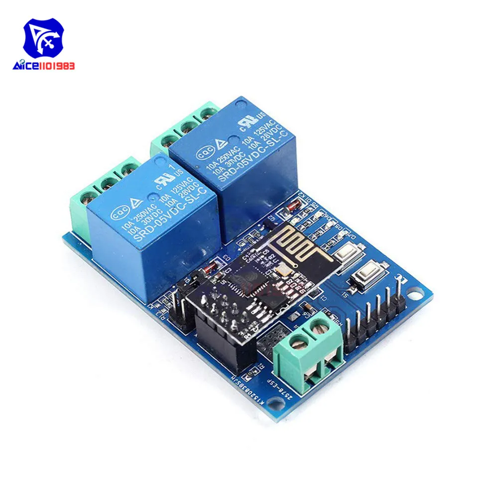 

DC 5V 2 CH Relay Module Based ESP8266 ESP-01 ESP01 WIFI Wireless Board Relay Shield for IOT Smart Home Intelligent Furniture
