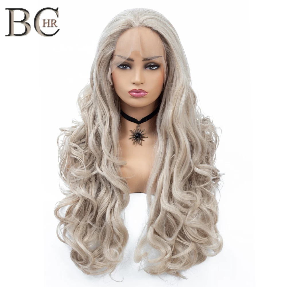 

BCHR Long Wavy Handmade Synthetic 13*2 Lace Front Wigs Ombre medium blonde Color Hair For women Free Shipping