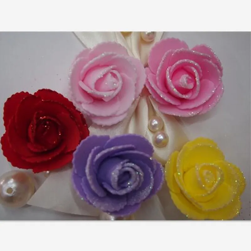 Оптовая продажа искусственные цветы с отпечатками зубов Сияющие Блестящие розы 5