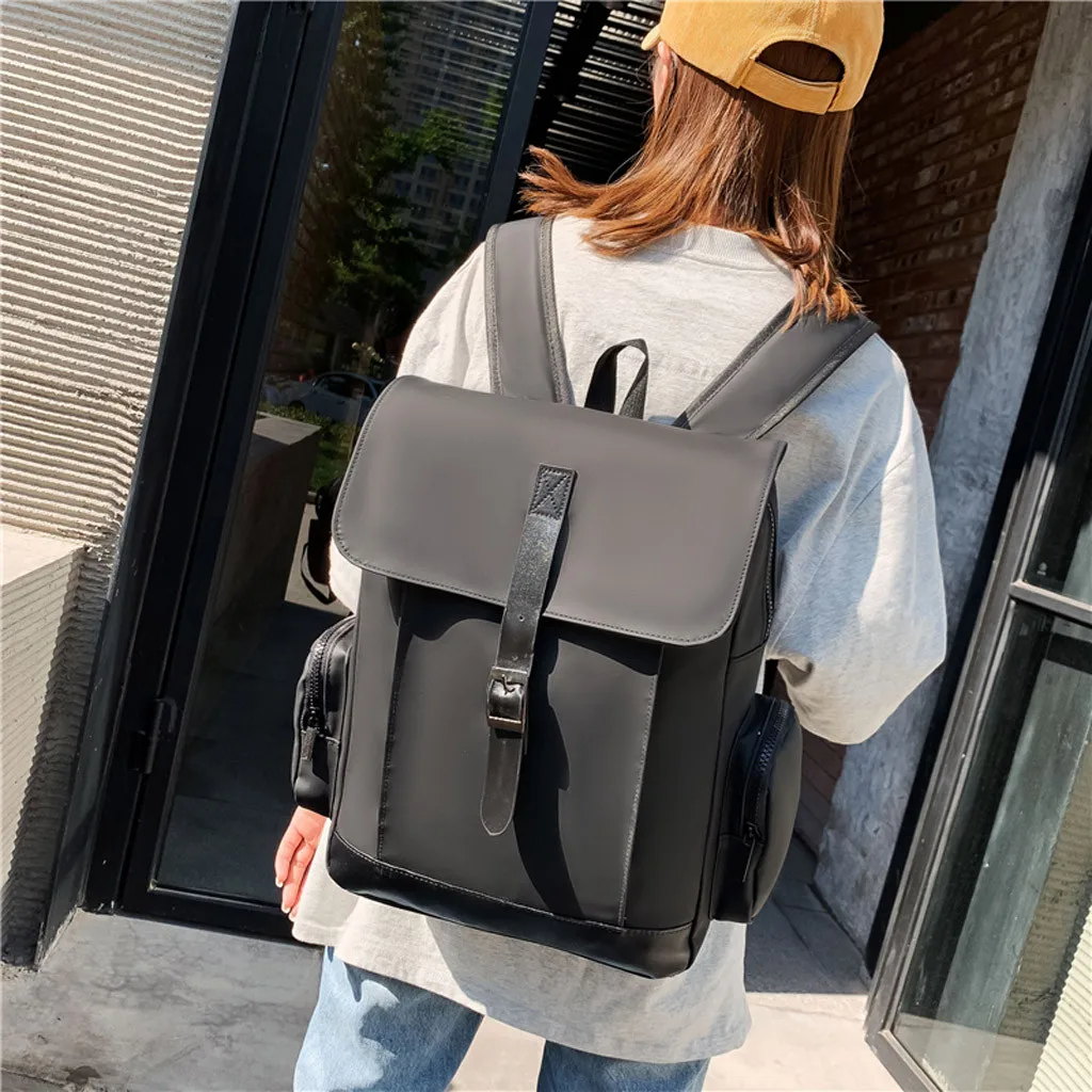 

backpack рюкзак Fashion Neutral Solid Color Shoulder Bag Backpack Student School Travel Bag рюкзак женский mochila