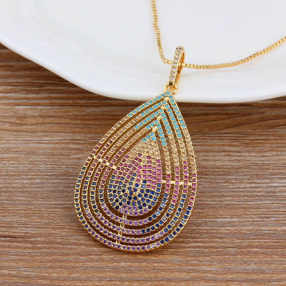 

6Pcs High Quality CZ Chain Necklace, Cubic Zirconia Micro Pave Heart Charm Pendent Necklace Fashion Jewelry For Men Women