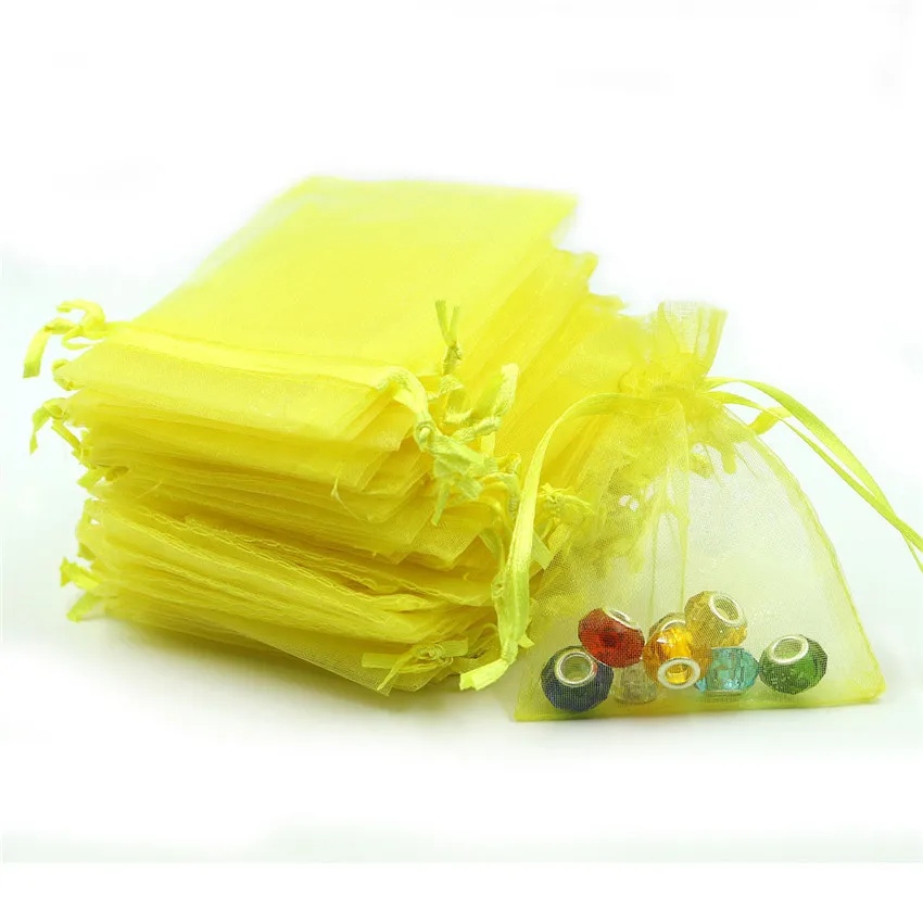10 шт./лот большие мешочки из органзы 15x20 17x23x20x30x25x35 см Высокое качество мешок ювелирных изделий с свадебный подарок холст мешки 7Z - Цвет: yellow