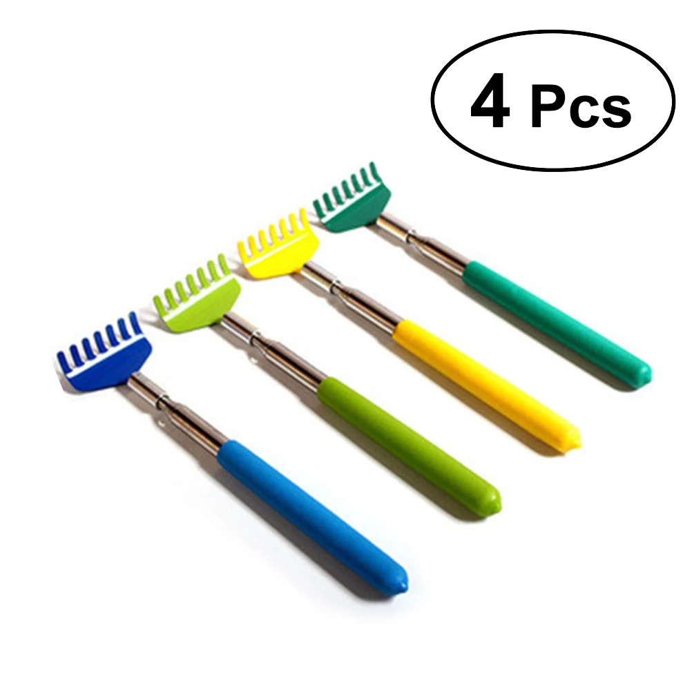 

4pcs Back Scratcher Portable Stainless Steel Extendable Telescopic Metal Backscratcher Plastic (Mixed Color)