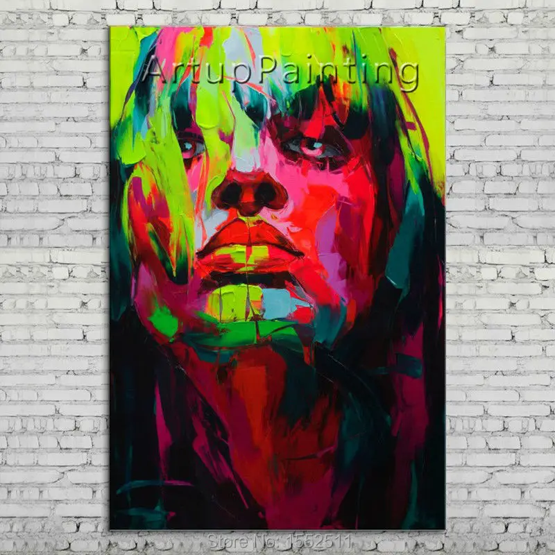 

Palette knife portrait Face Oil painting Character figure canva Hand painted Francoise Nielly wall Art picture 06-10-2f2