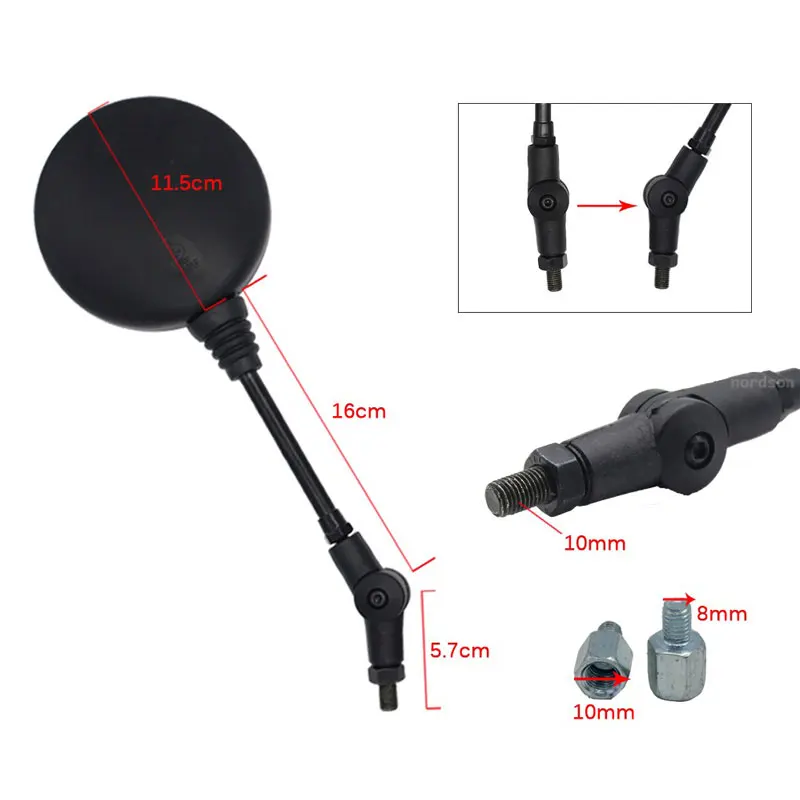 ROAOPP Motorcycle Rear Mirrors For Honda XLR125 XLR200 XR250 XR400 XL250 XLR250 AX-1 250 CRM250 CRM250AR 400 NX650 XR650L XR650R