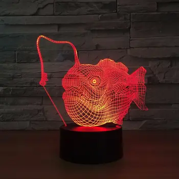 

New 3d Small Night Light Fish Pattern Button 3d Lamp Audio Multicolored Employee Welfare Gift Kids Room Light