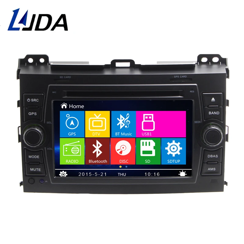 LJDA 2 Din Автомобильный dvd плеер для Toyota Prado 2002 2009 Land Cruiser 120 емкостный gps навигатор
