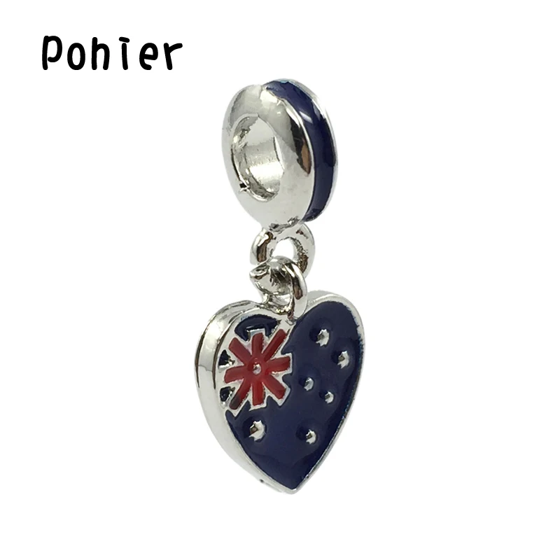 Australia Flag ,Blue&Red White Enamel Pendant Charms European Beads Fit
