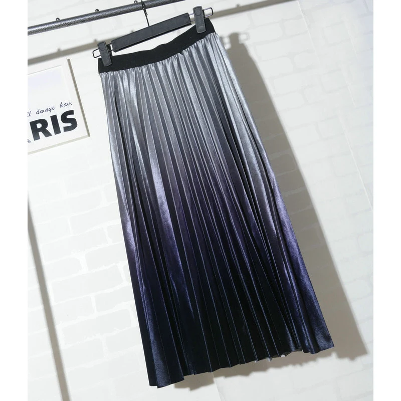 Kobykoyi осень Для женщин плиссированные юбки Высокая Талия Для женщин Длинная юбка Oversize Saias Для женщин миди юбки Jupe Femme Saias Faldas
