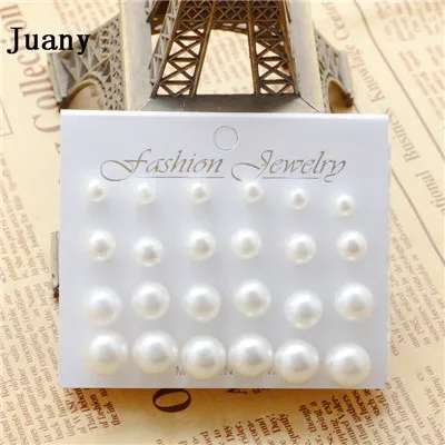 cheap stud earring 12 pcs simulated prearl earrings for women fashion stud earring01_