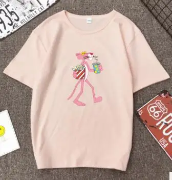 Женская футболка с милым мультяшным принтом; сезон весна-лето; Новинка; короткий рукав; круглый вырез; Хлопок; спандекс; женская футболка; свободные женские топы - Цвет: Pink