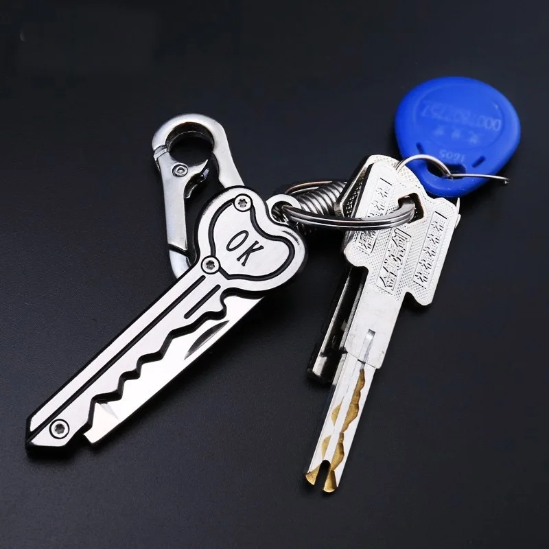 Ring Keychain Mini Knife Form Key Blade Box Package Folding Pocket Multi-tool Letter Opening Gadget Kit Camp Outdoor
