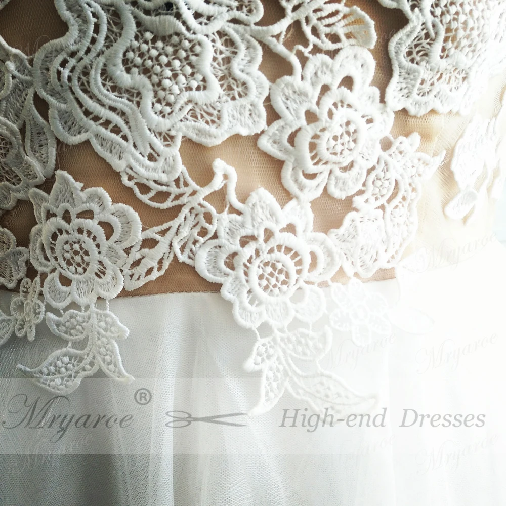Mryarce 2018 New Arrival Simply Elegant Wedding Dress V Neck Lace Appliqued OPen Back Tulle A Line Birdal Gowns (1)