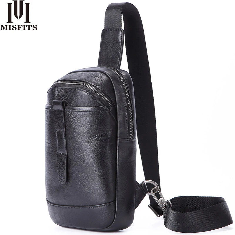 

High Quality Cowhide Single-shoulder Multi-functional Mobile Phone Pack Man Genuine Leather Chest Bag Casual Cross Body Bags